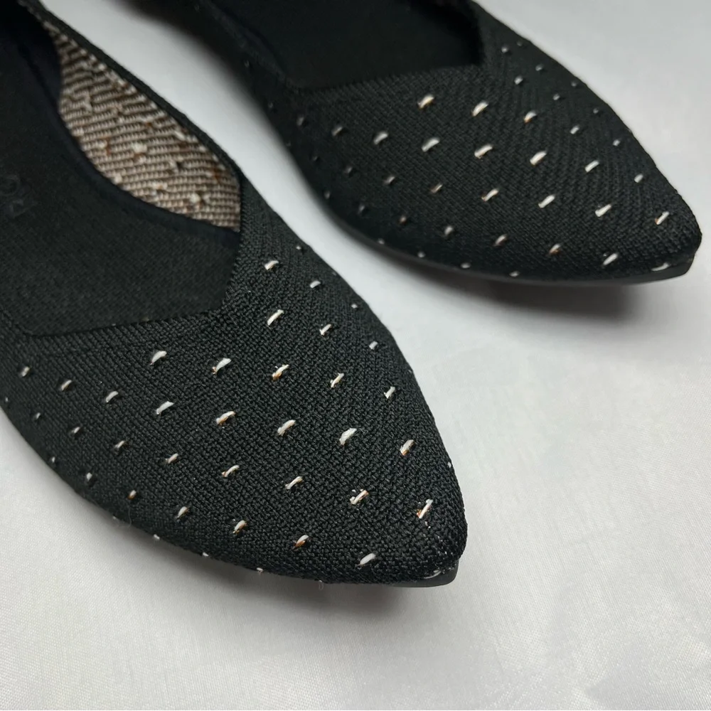 Rothy's The Point Flats in Ivory Dot Size 9 Black